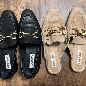 Steve Madden Loafers (Set of 2) Black Loafers and Tan Open Back Loafers